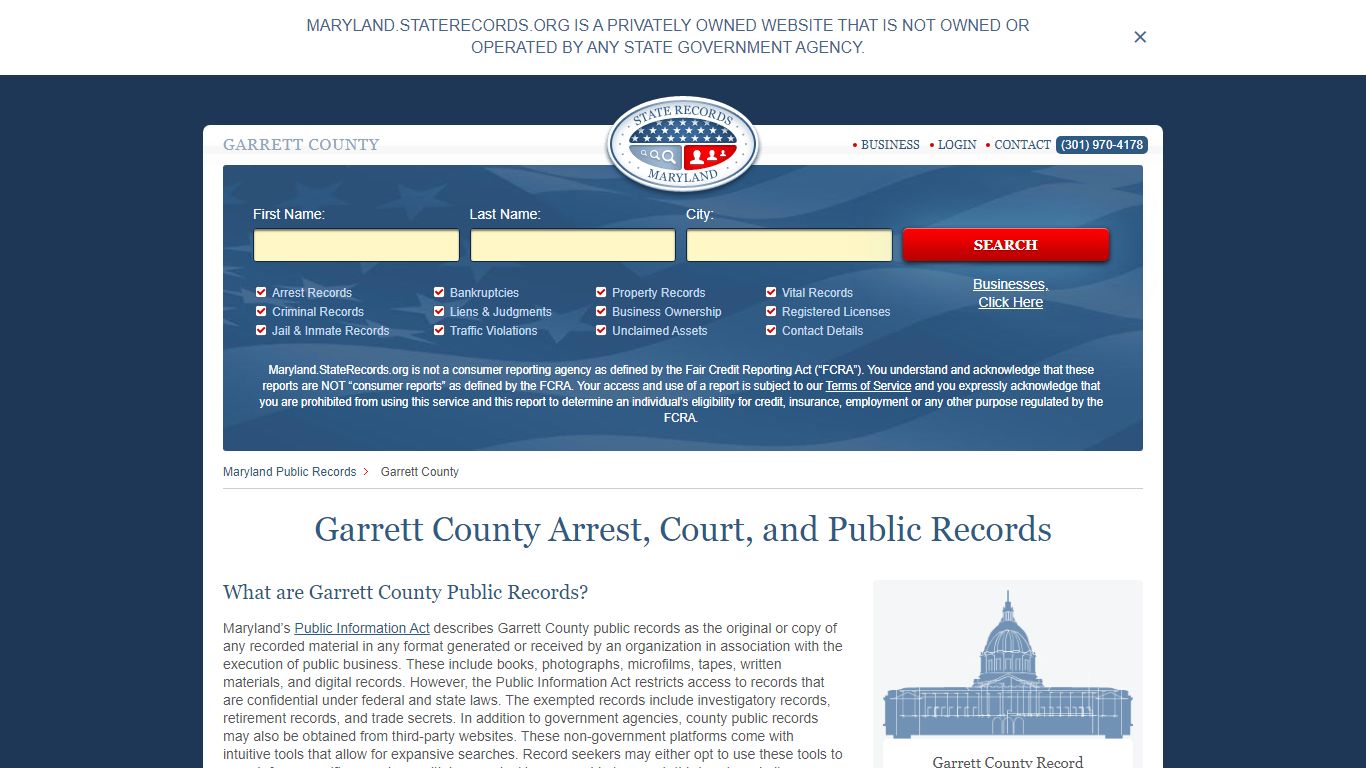 Garrett County Arrest, Court, and Public Records