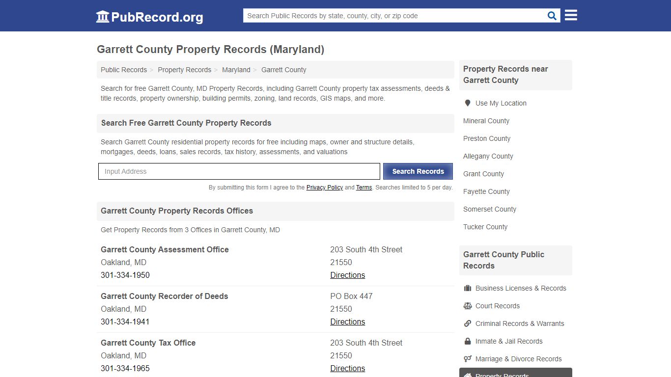 Garrett County Property Records (Maryland) - PubRecord.org