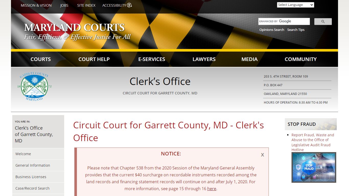 Circuit Court for Garrett County, MD - Clerk's Office