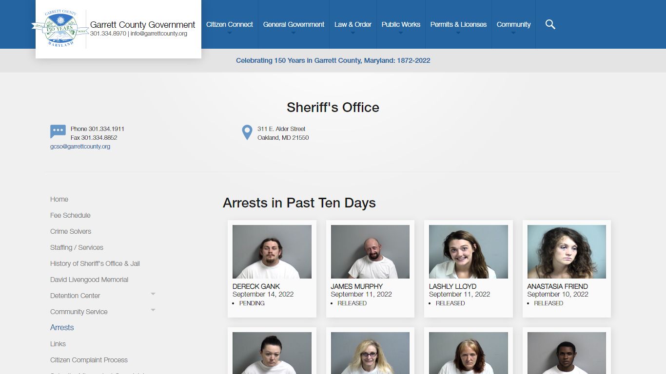 Arrest Log - Garrett County Government